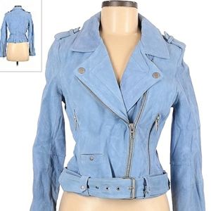 BLANK NYC SUEDE/LEATHER BELTED JACKET ( LIGHT BLUE 💙) SZ M....